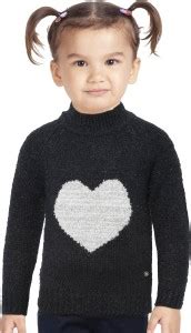 U.S. POLO ASSN. Solid Round Neck Casual Girls Black Sweater - Buy U.S ...