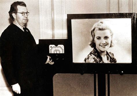 John Logie Baird, pioneer of television, demonstrates his latest invention - for showing ...