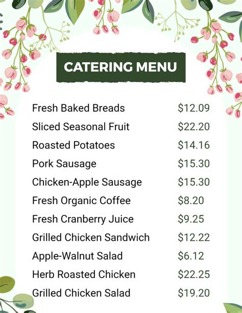 Image result for Service Menu Chart
