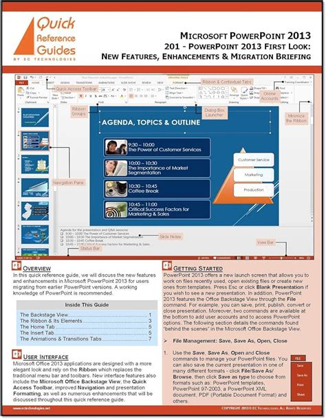 Microsoft Powerpoint 2013 First Look Quick Reference Card Cheat Sheet ...