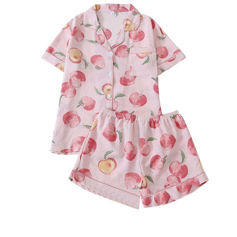 Tnhcen Cooling Women's Pjs Set Short Sleeve Printed Button-Up Sleepwear ...