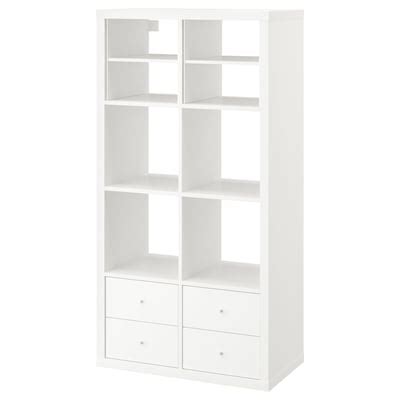 KALLAX shelving unit, with 4 drawers/with 2 shelf inserts white, 147x77 ...