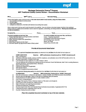 Fillable Online MPF Traditional Quality Control Review Documentation ...