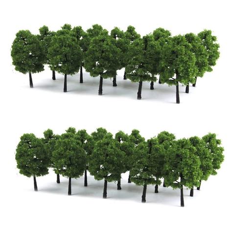 HO Scale Trees, Mystear 50PCS HO OO Scale 1:100 Model Trees 1.4in/3.5cm ...