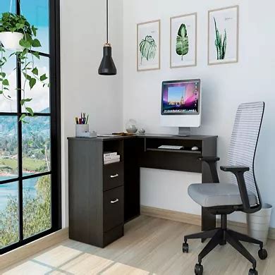 Raleigh L-shaped Desk, Two Drawers, One Shelf, Cpu Storage