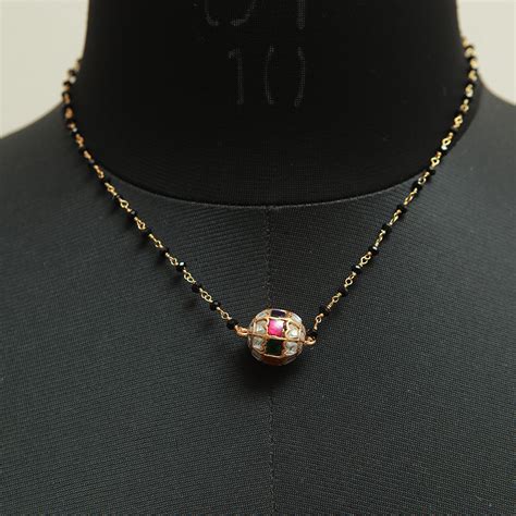 Gold Dipped Silver Mangalsutra Necklace with Multicolour Stones ...
