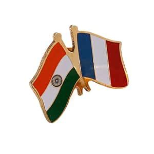 The Flag Shop India-France Cross Flag Brass Lapel Pin/Brooch/Badge for ...