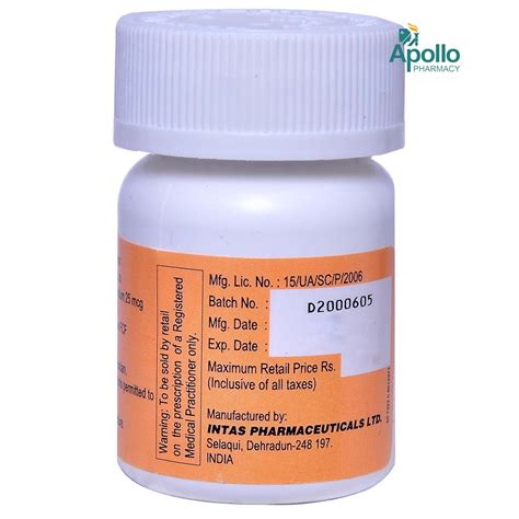 Lethyrox 25 mcg Tablet 100's Price, Uses, Side Effects, Composition ...