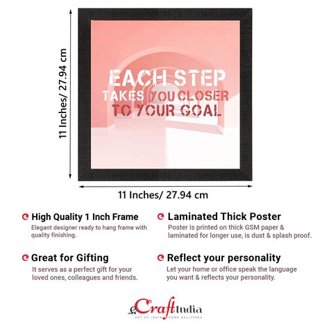 "Each Step Takes You Closer To Your Goal" Motivational Quote Satin Matt ...