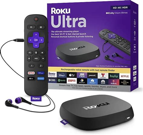 Roku Ultra 2022 4K/HDR/Dolby Vision Streaming Device and Roku Voice ...