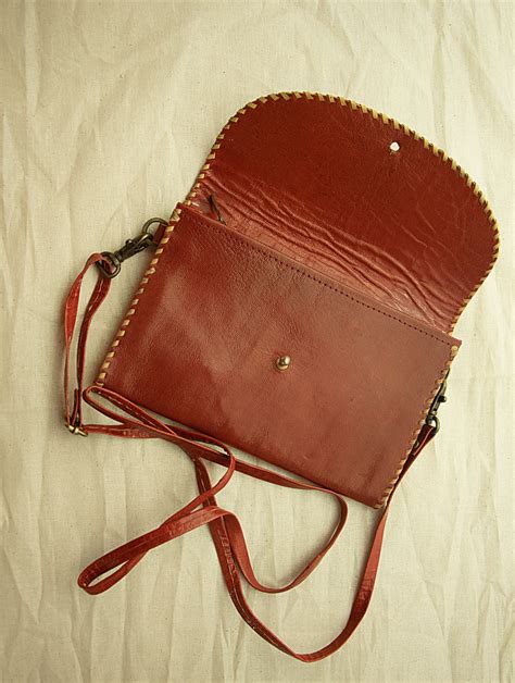 Handcrafted Leather Cross-Body Sling Bag - Small with Hand Stitch Deta