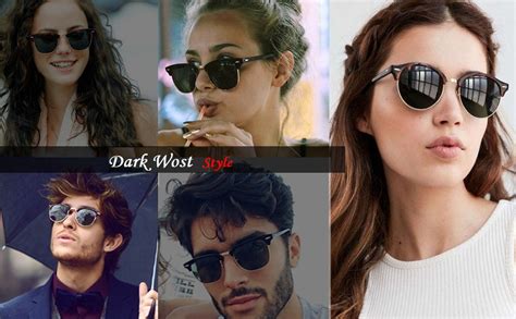 Buy Dark Wost Sunglasses Semi-Rimless Frame Unisex Adult's Clubmaster ...
