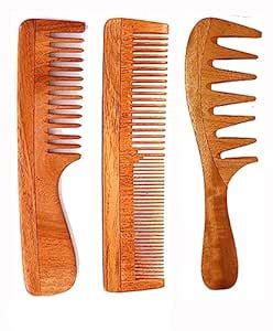 Buy Wooden Comb For Women Men & Kids Curly Hair Detangler Wide Tooth ...