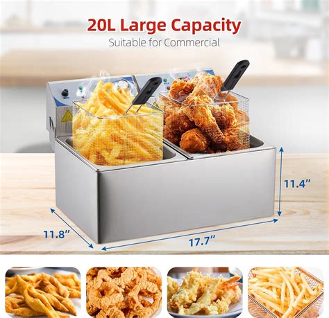 Takywep 10 L x 2 Electric Deep Fryer with Basket and Lid - India | Ubuy