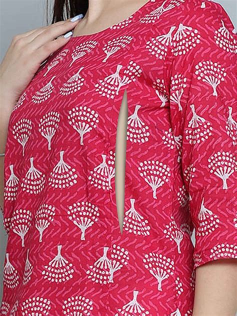 Pink Pure Cotton Straight Feeding Kurta Set