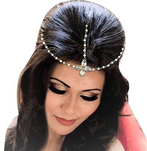 Buy Amaal Hair Jewellery Traditional Bridal Wedding Gold Pearl Chain ...