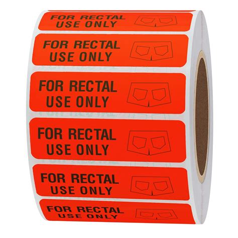 Hybsk for Rectal Use Only Stickers 1.5" x 0.375" Fluorescent Red ...