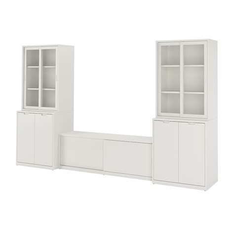 TONSTAD TV storage combination, off-white/clear glass, 339x47x201 cm ...