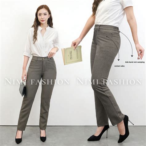 Promo NIMI - Celana Kerja Wanita Kantor Bahan Pinggang Kancing Karet ...