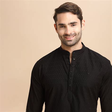Midnight Classic Men's Black Plain Kurta – Suvidha Fashion