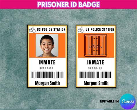 Printable Prisoner ID Badge Template - Editable Halloween Inmate ...