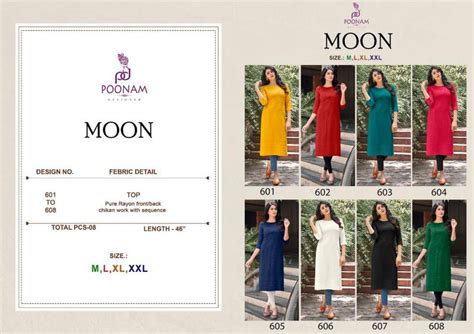 Poonam Moon Ethnic Wear Sequence Designer Kurti Collection: Textilecatalog