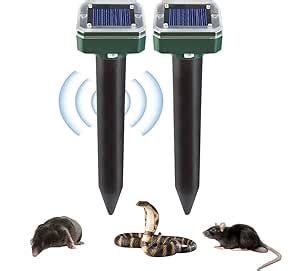 Deoxys 2-Pack Mole Repellent Outdoor Ultrasonic Solar Powered ...