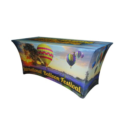Form fitted, contoured, polyester table covers, completely printed in ...