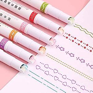 Curve Highlighter Pen Set, Linear Roller Color Pens,Dual Tip Pens with ...