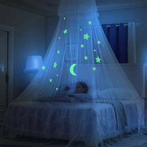 TOPC Light Blue Glow in The Dark Stars Bed Canopy for India | Ubuy