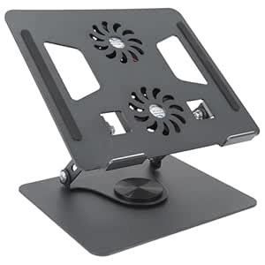 EYUVAA LABEL Adjustable Laptop Stand with 360° Rotating Base & Dual Fan ...