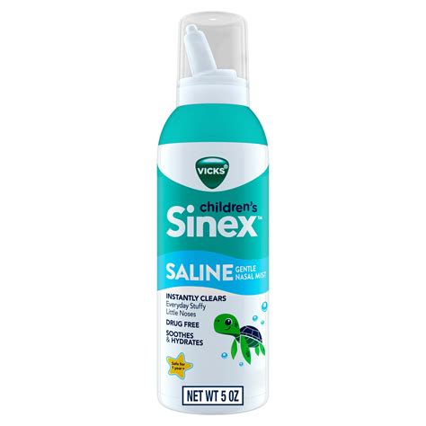 Vicks Sinex Children's Saline Nasal Spray, Drug-Free Nasal Decongestant ...
