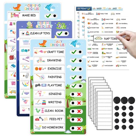 Buy 3 in 1 Bedtime/Morning/Daily Routine Chart for Kids, Magnetic Chore ...