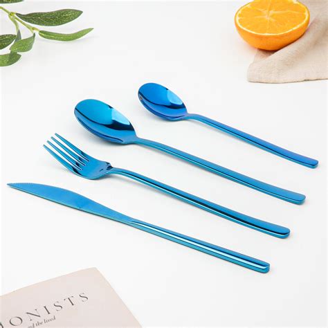 Vintage Stainless Steel Cutlery Set Of 4 Blue Online - Premium Cutlery ...