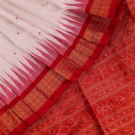 White Ikkat Sambalpuri Silk Saree | A751004063 – Priyadarshini Handloom
