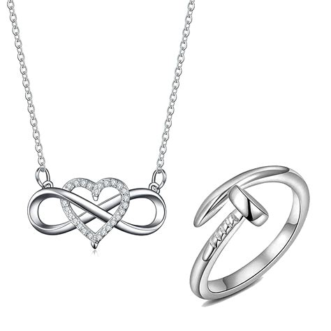 Fashion Frill Silver Chain Heart Infinity Pendant For Women Girls ...