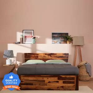 Flipkart Perfect Homes Sheesham Solid Wood Queen Box Bed Price in India ...