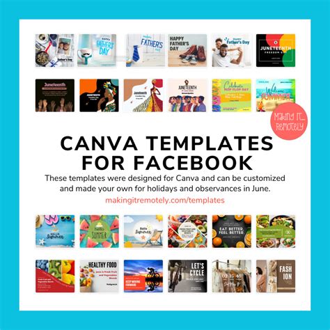 Canva Facebook Templates for June Social Media Posts - Making It Remotely