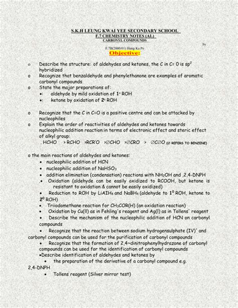 Carbonyl Compounds Notes 的图像结果