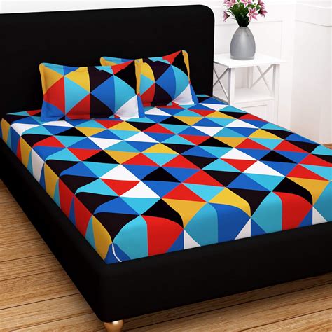 Story@Home 120 TC Cotton Geometric Style Triangle Pattern 1 Piece King ...