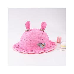 Babyhug Cotton Bucket Hat with Floral & Ear Applique - Pink (Flowers ...