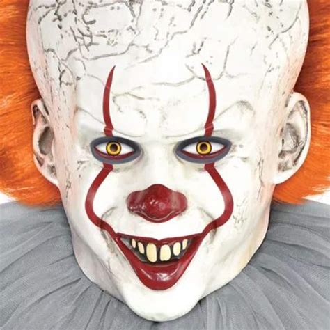 IT Pennywise Clown Realistic Mask, White/Orange, One Size, Wearable ...