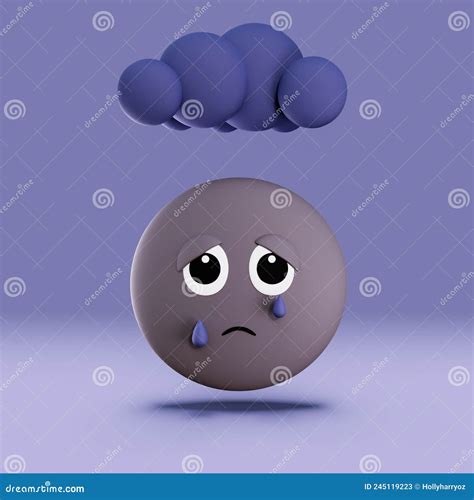 Sad Depressed Anxious Emoji Under A Cloud Royalty-Free Cartoon | CartoonDealer.com #245119223