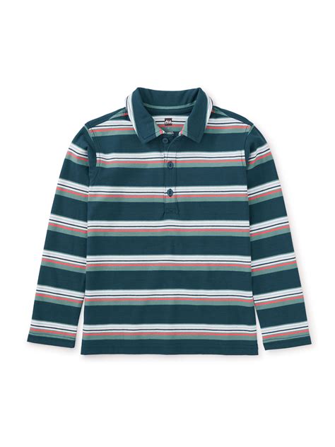 Long Sleeve Striped Polo | Tea Collection