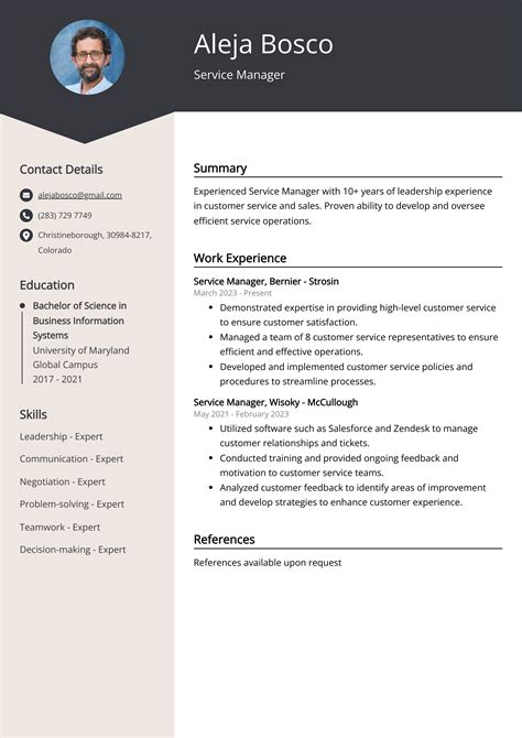 Image result for Service Manager Resume Examples