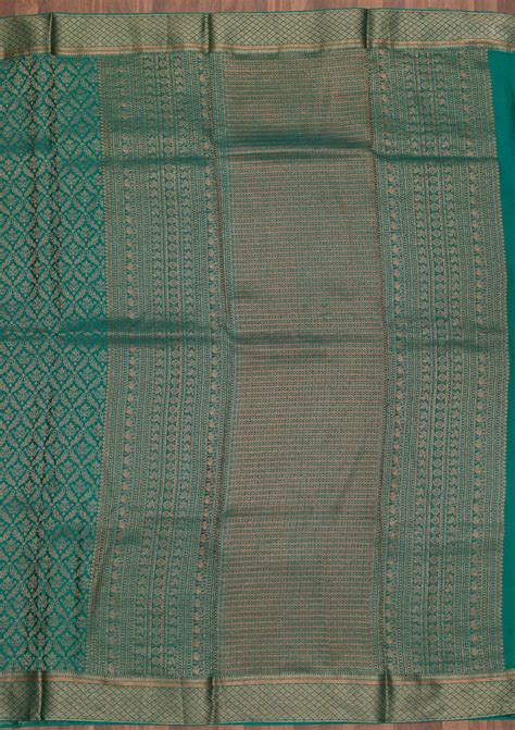 Buy Rama Green Zariwork Pure Silk Saree - Koskii