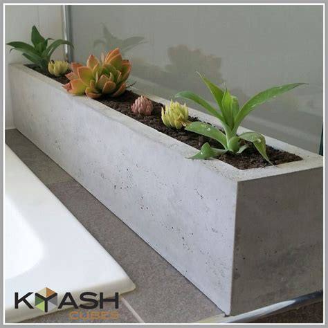 Polished concrete planter large rectangular 900mm succulent