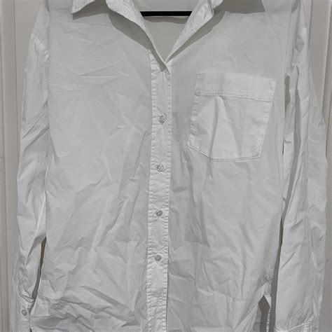 Zara womens plain white work shirt button up - Depop