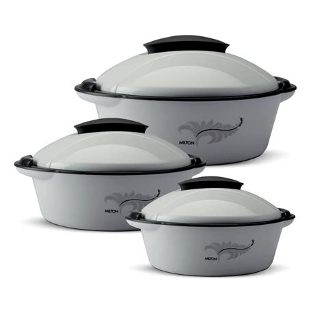 Buy MILTON Crisp DLX Insulated Inner Steel Casserole, Set of 3, (430 ml ...