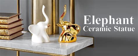 TIED RIBBONS Set of 2 Elephant Statue Showpiece (Ceramic, 4.5 Inch ...